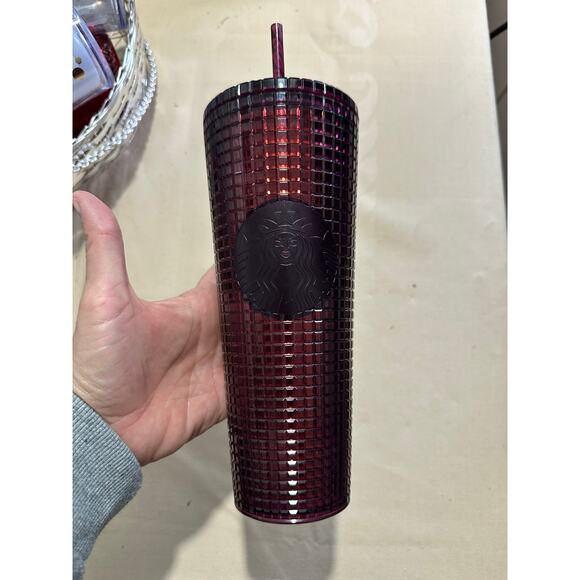 Starbucks 2020 Dining Starbucks Berry Plum Disco Grid Tumbler 24oz - Picture 1 of 3